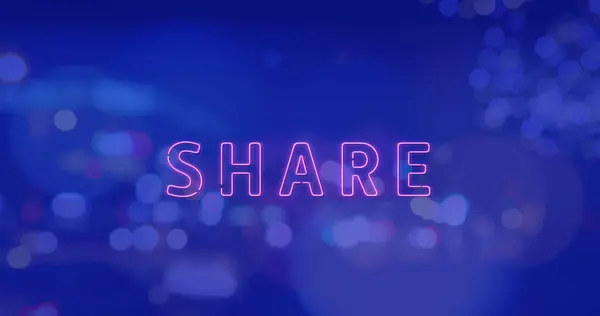 Zusammensetzung Des Share Textes Über Scheinwerfer Auf Blauem Hintergrund Globaler — Stockfoto