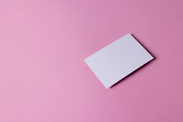 Λευκή Επαγγελματική Κάρτα Αντίγραφο Χώρου Ροζ Φόντο Επιχείρηση Επαγγελματική Κάρτα — Φωτογραφία Αρχείου