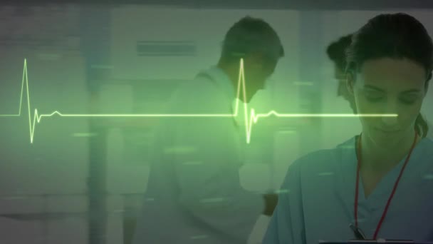 Animatie Van Medische Gegevensverwerking Diverse Artsen Het Ziekenhuis Concept Voor — Stockvideo