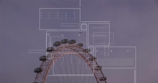 ロンドンの街並みに関するデータ処理のアニメーション グローバルビジネス コンピューティング データ処理の概念デジタル生成ビデオ — ストック動画