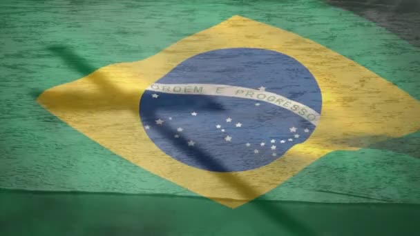 十字上的巴西国旗的动画 基督教 信仰和传统概念数码制作的录像 — 图库视频影像