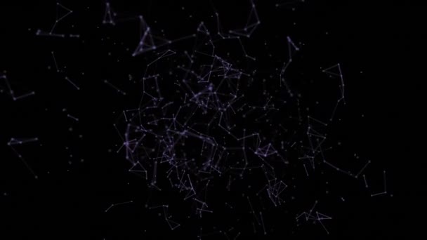 Fekete Alapon Megvilágított Összekapcsolt Pontokból Álló Geometriai Formák Animációja — Stock videók