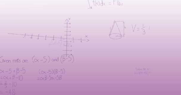 Анімація Обробки Математичних Даних Рожевому Фоні Глобальна Наука Бізнес Фінанси — стокове відео
