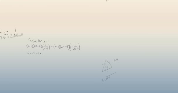 Animação Fórmulas Matemáticas Processamento Dados Gradiente Fundo Azul Amarelo Conceito — Vídeo de Stock
