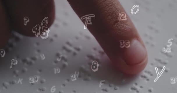 Animatie Van Getallen Kaukasisch Schoolmeisje Dat Braille Leest Mondiaal Gehandicapten — Stockvideo