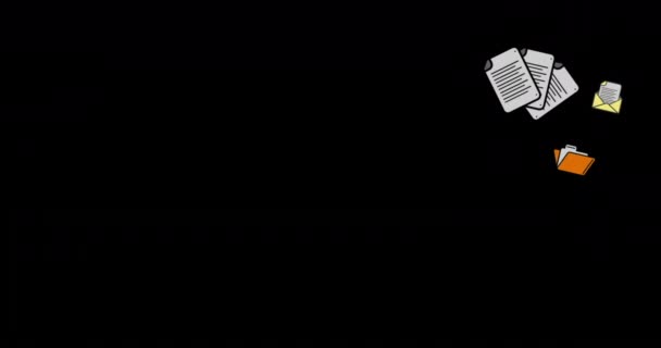 Анимация Школьных Икон Копирование Пространства Черном Фоне Глобальная Концепция Образования — стоковое видео