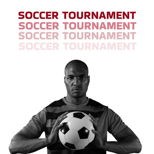 在非洲裔美国男性足球运动员带球的情况下 足球锦标赛的作文 体育和竞赛概念数字生成的图像 — 图库照片