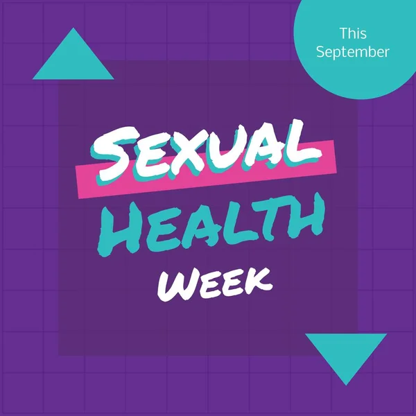Text Týdne Sexuálního Zdraví Bílé Modré Datem Modrý Kruh Trojúhelníky — Stock fotografie