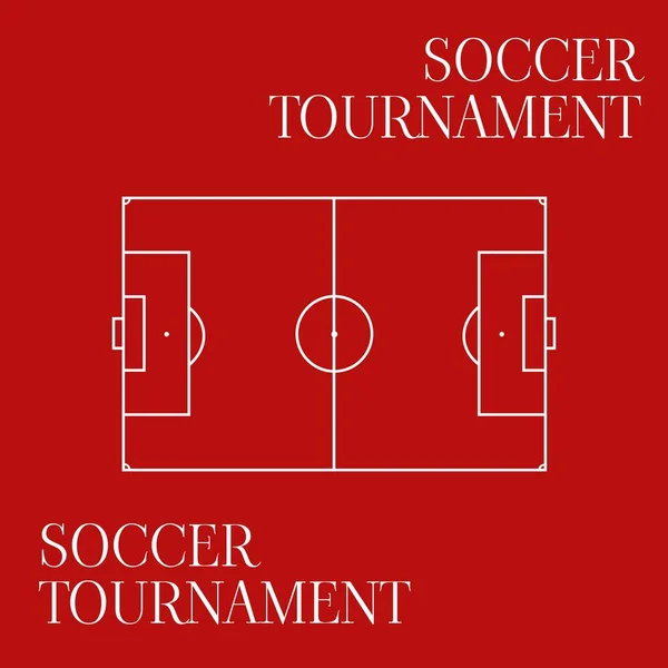 Composition Soccer Tournament Text Football Pitch Red Background Football Sports — Stock Photo, Image