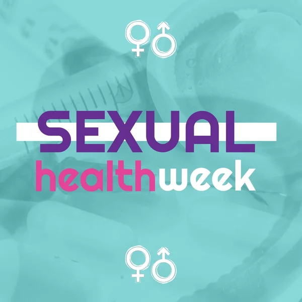 Σεξουαλική Υγεία Εβδομάδα Κείμενο Αρσενικό Και Θηλυκό Σύμβολα Πάνω Από — Φωτογραφία Αρχείου