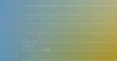 Animation of statistics and financial data processing over grid. Global business, finances, computing and data processing concept digitally generated video.
