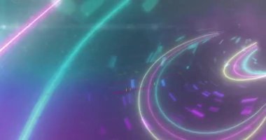 Finansal veri işleme animasyonu neon tüneli üzerinde gradyan arkaplanda kusursuz bir desen içinde. Küresel finans ve iş teknolojisi kavramı