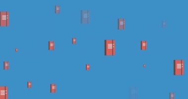 Çoklu günlük simgelerinin mavi arkaplan ve kopya alanı ile animasyonu. Okul ve eğitim kavramı