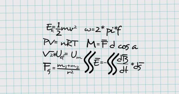 Animación Fórmulas Matemáticas Sobre Fondo Cuadrado Blanco Concepto Global Educación — Vídeos de Stock