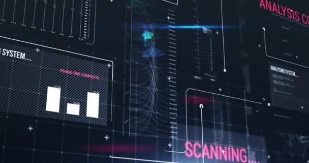 Animation Der Datenverarbeitung Vor Dunklem Hintergrund Globales Geschäfts Finanz Rechen — Stockvideo