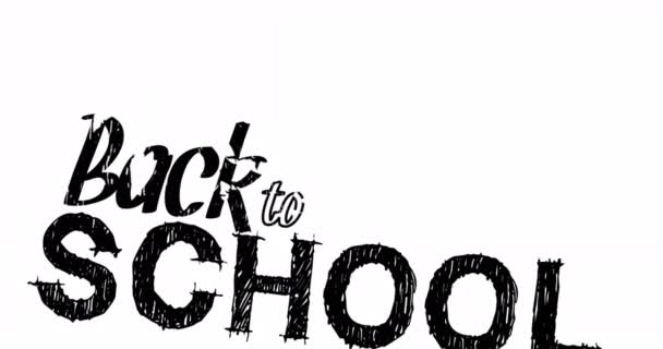 Animacja Powrotu Szkoły Czarny Tekst Białym Tle Koncepcja Edukacji Globalnej — Wideo stockowe
