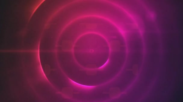 ピンクの背景にネオンスコープスキャンのアニメーション グローバルコンピューティングとデータ処理の概念デジタル生成されたビデオ — ストック動画