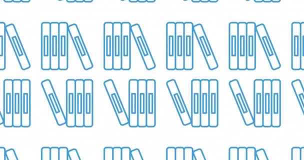 Анимация Синих Книг Белом Фоне Глобальная Концепция Образования Вычислительной Техники — стоковое видео
