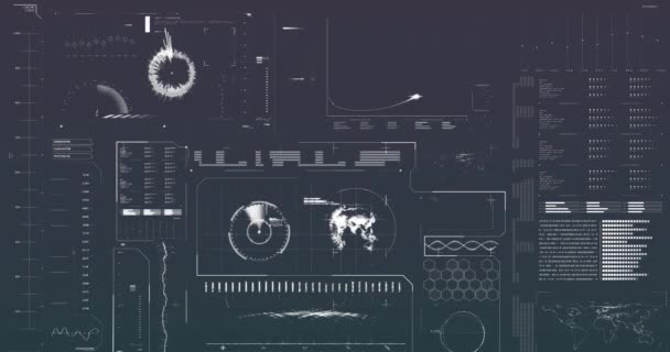 Анимация Обработки Данных Темном Фоне Глобальный Бизнес Финансы Вычислительная Техника — стоковое видео
