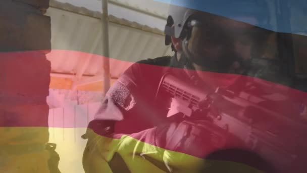 Animazione Della Bandiera Della Germania Diversi Soldati Patriottismo Forze Armate — Video Stock