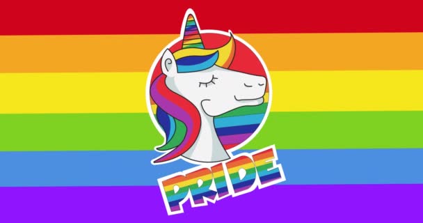 Animacja Tekstu Dumy Jednorożca Tle Tęczy Pride Month Lgbtq Prawa — Wideo stockowe