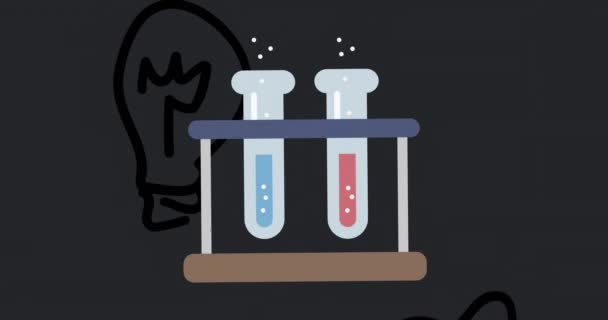 Animace Ikon Chemie Vědecké Školy Černém Pozadí Vzdělávání Učení Škola — Stock video