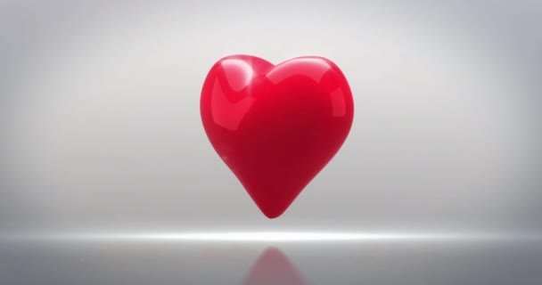 Animation Eines Herzsymbols Das Sich Über Grauen Hintergrund Dreht Liebe — Stockvideo