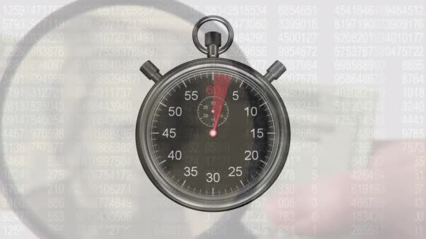 Animatie Van Stoppen Horloge Tikken Vergrootglas Amerikaanse Dollar Valuta Bankbiljet — Stockvideo