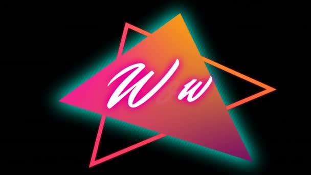 Siyah Arkaplandaki Neon Şekiller Yerine Wow Metninin Animasyonu Dijital Olarak — Stok video