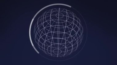 Mavi zemin üzerinde veri işleme animasyonu. Dijital olarak oluşturulmuş küresel bağlantılar, hesaplama ve veri işleme kavramı.