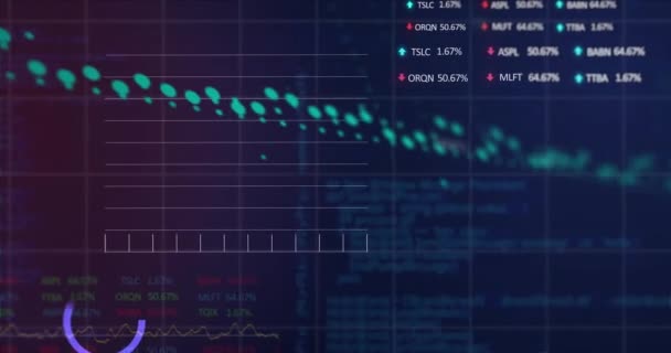 在蓝色背景下 激活统计和股票市场的数据处理 全球经济和商业数据技术概念 — 图库视频影像