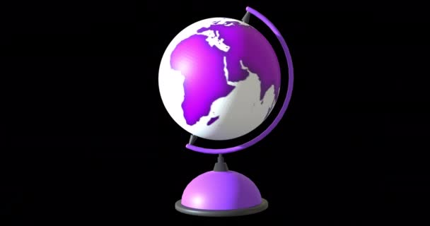 在黑色背景上的白色和紫色移动地球的动画 学校项目和学校概念 数码录像 — 图库视频影像