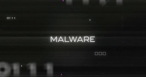 Animación Texto Malware Procesamiento Datos Través Placa Circuito Informático Ciberseguridad — Vídeos de Stock