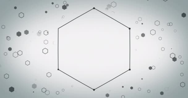 Animation Hjärtat Med Kardiografi Ikon Över Hexagoner Vit Bakgrund Medicin — Stockvideo