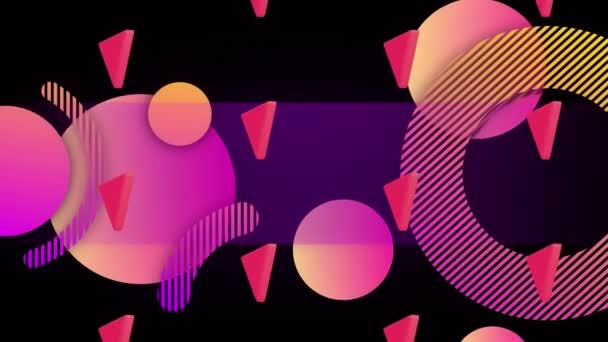 Animation Colourful Shapes Repeated Black Background Abstract Colour Shapes Pattern — Stock Video