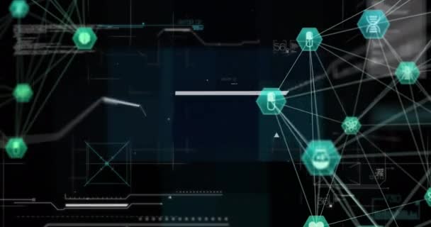 Animação Rede Conexões Com Ícones Médicos Sobre Processamento Dados Conexões — Vídeo de Stock