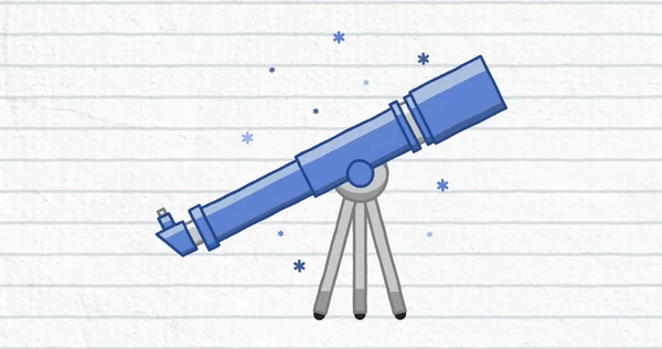 Immagine Telescopio Icone Stellari Sullo Sfondo Carta Bianca Foderata Concetto — Foto Stock
