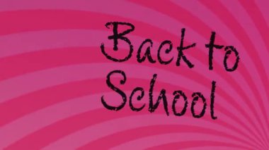 Animation of back two school text over pink stripes spinning. Education, learning and school concept digitally generated video.