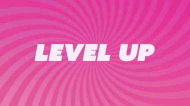 Pembe çizgili üst düzey metin animasyonu. Genel video oyunu, dijital arayüz ve dijital olarak oluşturulan iletişim.