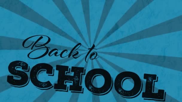 Animation Back Two School Text Blue Stripes Spinning Education Learning — Stockvideo