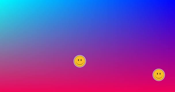 Animatie Van Smiley Gezichten Pictogrammen Roze Tot Blauwe Achtergrond Mondiale — Stockvideo
