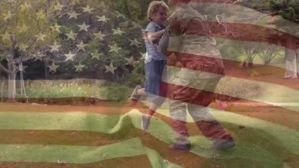 Bağımsızlık Günü Nün Animasyonu Beyaz Askerin Eve Döndükten Sonra Mutlu — Stok video