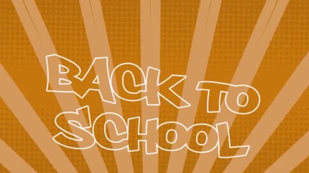 Animacja Dwóch Szkolnych Tekstów Nad Wirującymi Pomarańczowymi Paskami Edukacja Uczenie — Wideo stockowe