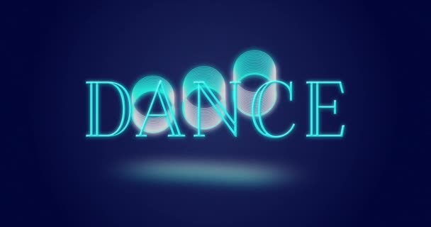 Animace Tanečního Textu Nad Kruhy Modrém Pozadí Tanec Hudba Digitální — Stock video