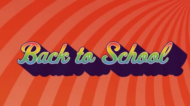Animacja Tekstu Szkoły Czerwonych Paskach Spinningowych Edukacja Uczenie Się Szkolne — Wideo stockowe
