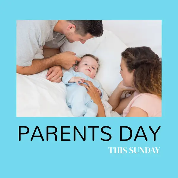 Día Los Padres Este Texto Del Domingo Azul Con Los —  Fotos de Stock