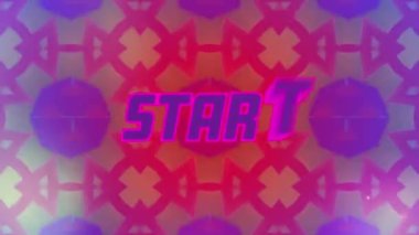 Cilt parlamalarına karşı geometrik şekil oluşturan mandala deseninin başlangıç metninin animasyonu. Dijital olarak oluşturulmuş, hologram, illüstrasyon, başlangıç, video oyunu, atari ve teknoloji kavramı.