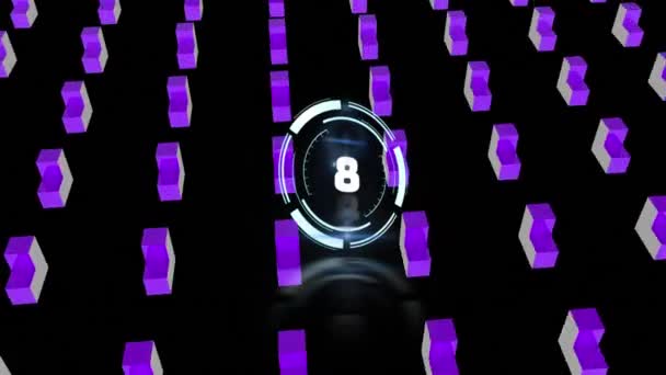 Animation Countdown Rows Pink Shapes Moving Black Background Abstract Shape — Stok video