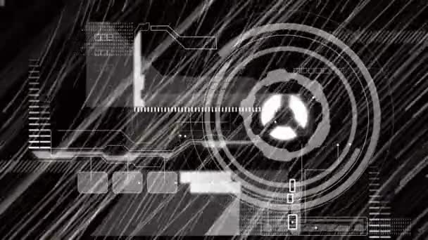 Animation Moving Dots Arc Reactor Loading Circles Squares Bars Black — Stock Video