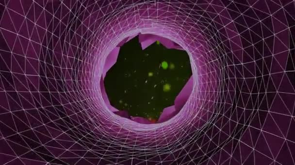 Animation Motif Net Sur Tunnel Dessus Fusées Éclairantes Multicolores Sur — Video